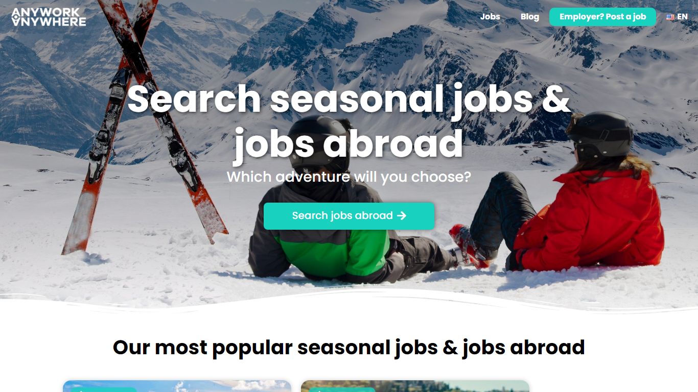 Jobs abroad, Seasonal jobs, Voluntary Work | Anywork Anywhere